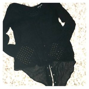 Sexy Sheer Beaded Chiffon Blouse